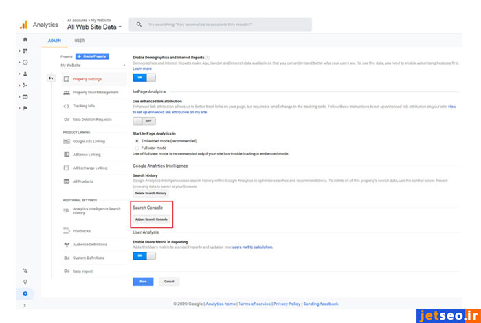 وصل کردن اکانت گوگل آنالیتیکس به سرچ کنسول