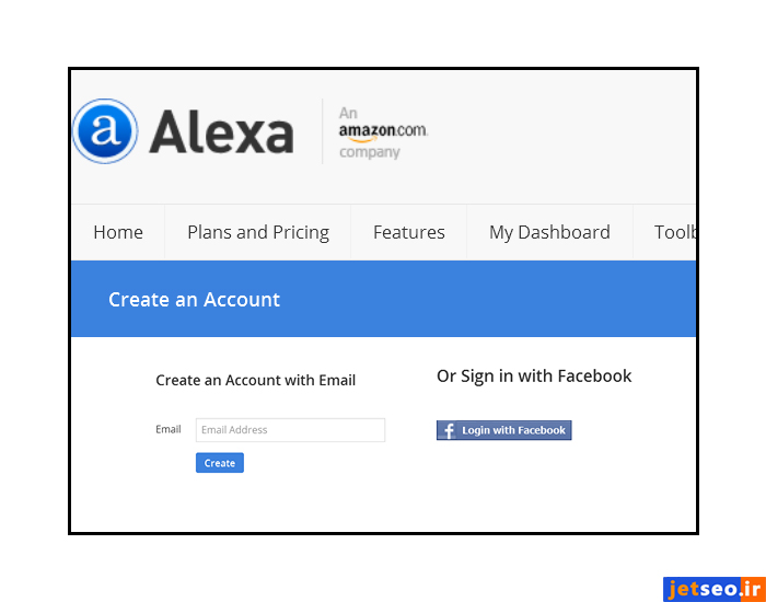 ثبت سایت در الکسا با استفاده از اکانت ایمیل یا فیس بوک