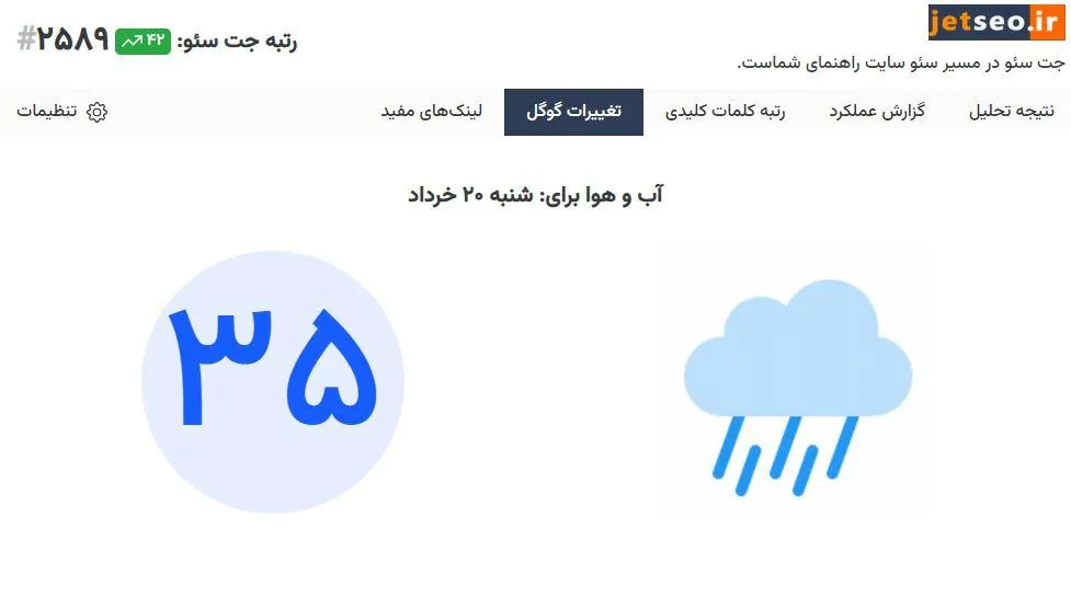 آب و هوای گوگل در اکستنشن